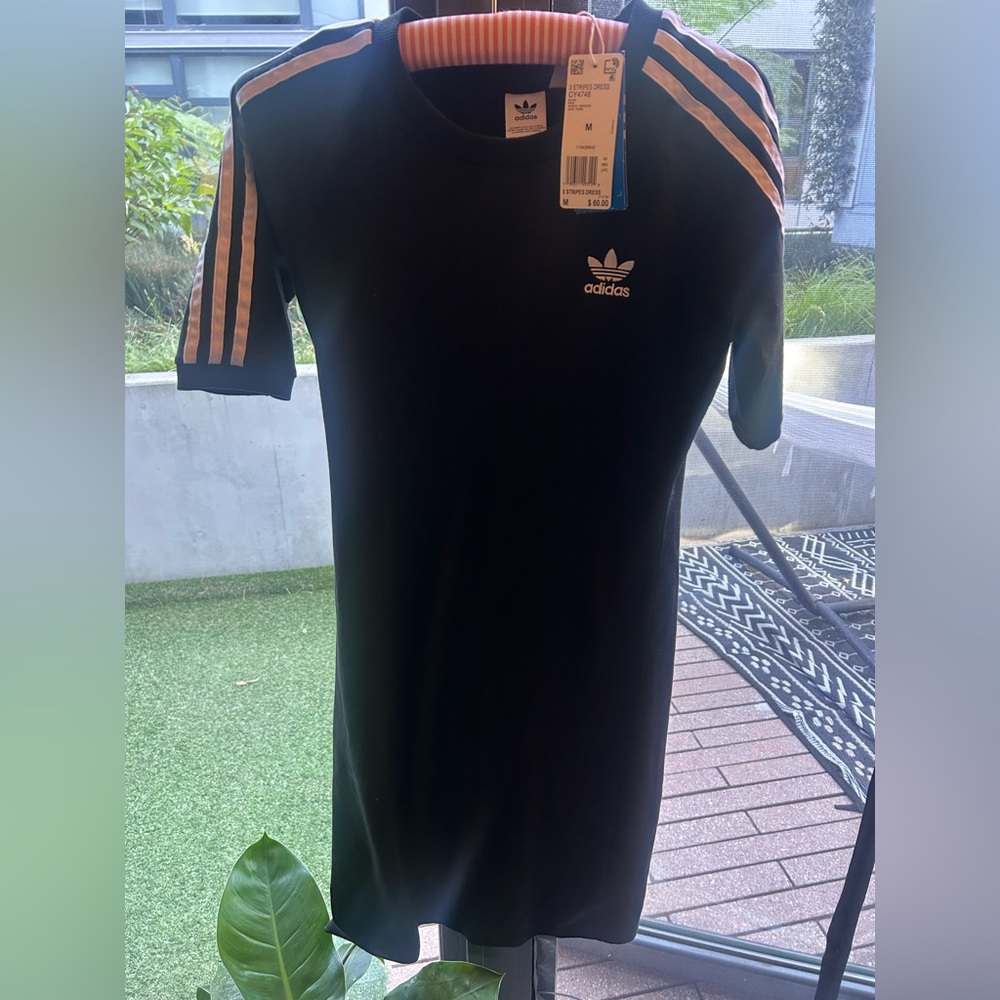 Adidas Originals 3-Stripes Black Dress (NWT, Size M)